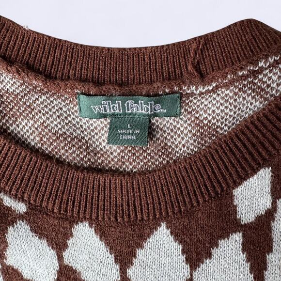 Wild Fable Target Brown and Cream Checkered Sweater Knit Midi Dress size L - Picture 2 of 3